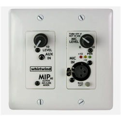 Whirlwind MIPAID/PS - Inputs XLRF 3.5mm TRS  Output Balanced Screw Terminal  Mono HPF Linkable 2-Gang White W/ Power Supply